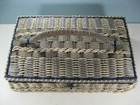 Large Vintage Sewing Basket Box - Wicker  - Japan - Storage - 16  X 11  X 8 