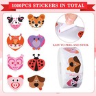 Whaline 1000pcs Valentine s Day Animals Stickers Roll 1 5 Inch  Colorful 