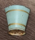 Antique Dollhouse Pail Blue Gold Painted Tin Bucket Kitchen Bath German