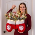 Christmas Glove-shaped Garland Wreath - Holiday Door Sign  Xmas Ornament
