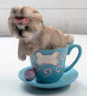 Hamilton Collection Shih Tzu  playful  W ball Blue Teacup Puppy Dog Figurine 4 