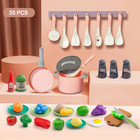 35pcs Kids Kitchen Toy Accessories  Toddler Pretend Cooking Playset With Play Po