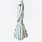 Vtg Y2k Badgley Mischka Iridescent Beaded Mermaid Gown Women s 12 Powder Blue