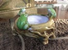 Beautiful Majolica Style Pottery Frog Design Small Footed Planter Bowl 3 Frogs