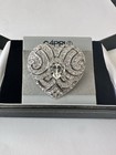 Vintage Capri Clear Pave  Round Rhinestone Art Deco Style Heart Brooch