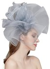 Sinamay Fascinator Hat Floral Feather Pillbox Derby Hats One Size 01-lightgrey