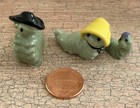 3 Vintage Miniature Caterpillar Ceramic Figurines