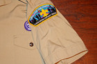 Boy Scouts Of America Bsa Men s Shirt Tan Medium    No Size Tag Sewn Patches