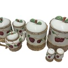 Vintage Apple Ceramic Canister Set Teapot 6 Pc