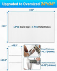 24 x36  5mm Blank Yard Signs With Stakes 4pcs Corrugated Plastic Board Yard Sign
