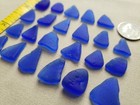 Genuine Beach Sea Glass Surf Tumbled Cobalt Blue Frosted Triangle Shape Small V1