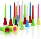100pcs Golf Tees Mix Colors 83mm Plastic Durable Rubber Cushion Top Golf Ball Ho