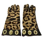 Coach - Dark Brown Brown Gold Leather Unborn Calf Silk Hardware Women s Gloves