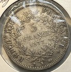 France 1877 K Silver Five 5 Francs Extra Fine Xf Condition Coin Only 661 000 Mtd