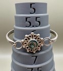Vintage Mexico 925 Sterling Silver Abalone Shell Sunburst Bangle Bracelet 22 2g