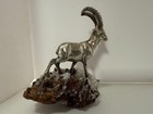 Silver Figure Of A Mountain Goat  800 Silver  Mounted On A Quartz Geode Plinthe