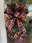 Metallic Halloween Bow Orange Green Purple Black Wreath Decor Wreath Bow