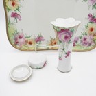 Antique Beautiful Hand Painted Roses Hatpin Holder  Dresser Tray And Pin Jar