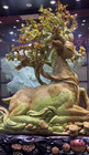 89  Chinese Natural Xiu Jade Carved Fengshui Wealth Deer Plum Blossom Statue
