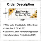 60 Return Address Labels Personalized Printed 3 4 X 2 1 4 Corner Sunflowers
