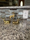 Vintage Lot Of 3 Mcm Brass Deer Bucks Figurines Art Statues 6 5     Tallest One