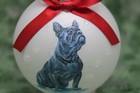 D311 Hand-made Christmas Ornament Dog - French Bulldog Frenchie Gray Blue Lilac