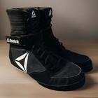 Reebok Boxing Boots Shoes Men   s Size 8 5 Black   White High Top Mma Strap Nubuck