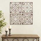 Metal Scroll Home Wall Decor Wall Sculpture  Set Of 4 Wall Art 14 w  14 h  Brown