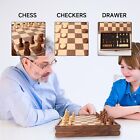 15  Large Wooden Chess checkers Board Game With Game Pieces  Kids adults Games