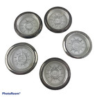 Vintage Lot Of 5 Glass Silver Plate Coasters Starburst Pattern