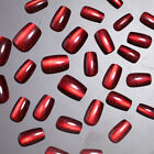 30pc Glittering Red Full Cover Nails Manicure Short Square False Tips Fake Nails