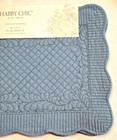 Shabby Chic Placemats Blue Quilted Leaves 13 X 19 100  Cotton Nwt