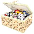 Large Sewing Basket With Complete Sewing Supplies   Deluxe Wooden Sew Basket Wit