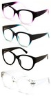 4 Pairs Women Oversized Bold Round Reading Glasses - Clear Lens Readers - Dr10