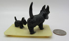 Antique 1930 s Miniature Art Figures On Stand Celluloid Japan Black Scotty Dogs