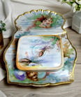 Antique T v Limoges Porcelain Sardine Box And Plate  Seafood Serving Set