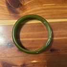 Vintage Carved Green Bakelite Bangle Bracelet 1930s Art Deco Swirl Design
