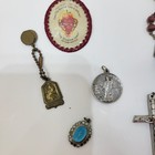 Vintage Catholic Religious Lot Rosary Crucifix Medals Scapular Sacred Heart