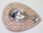Striking Large Teardrop Crystal   Rhinestone Goldtone Shoe Clips 2  X 1 5 