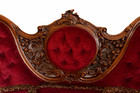 Antique Victorian Rococo Revival Sofa     Hand-carved Wood   Burgundy Velvet