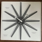 Nib Wood Starburst Wall Clock Cupecoy Design  Battery Op Spoke Modern Mcm Style