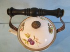 Enameled Metal Teapot Painted Fruit Motif 8 Cups  Tabletops Unlimited- Taiwan