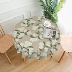 Vintage Floral Tablecloth Round 70 Inch Khaki Beige Hydrangea Flower Tableclo   