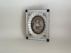 Antique French 1800s Miniature Portrait Hand Painted Lady Scrimshaw Frame
