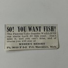 Weber s Resort Famous Lake Gogebie Wall-eye Marenisco Mi 1955 Ad Taj5-s22