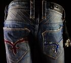  220 Mens Rock Revival Jeans  phiox  Graffiti Stars Slim Straight 31 X 30 5