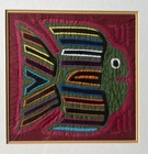 Vintage Kuna Indian Panama Mola Textile Fish Matted Framed 12 5    X 12 5    Folk