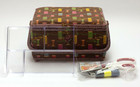 Singer Brown Fabric Notions 07298 Sewing Basket W handle Tray Sealed Sewing Kit
