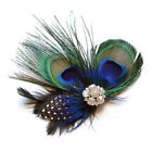 Peacock Feather Crystal Flower Hair Clip Fascinators Hat Party Headband Headwear