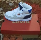 Levi s Cp-54056l-00c Teens Mid Top Lace Up Athletic Sneakers White gray blue